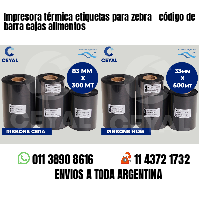 Impresora térmica etiquetas para zebra  código de barra cajas alimentos